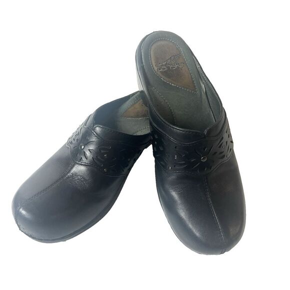 Dansko Black Leather Clog Women's EU 38 US 7.5-8 Comfort Mule Slip On Work Shoes - Picture 1 of 11